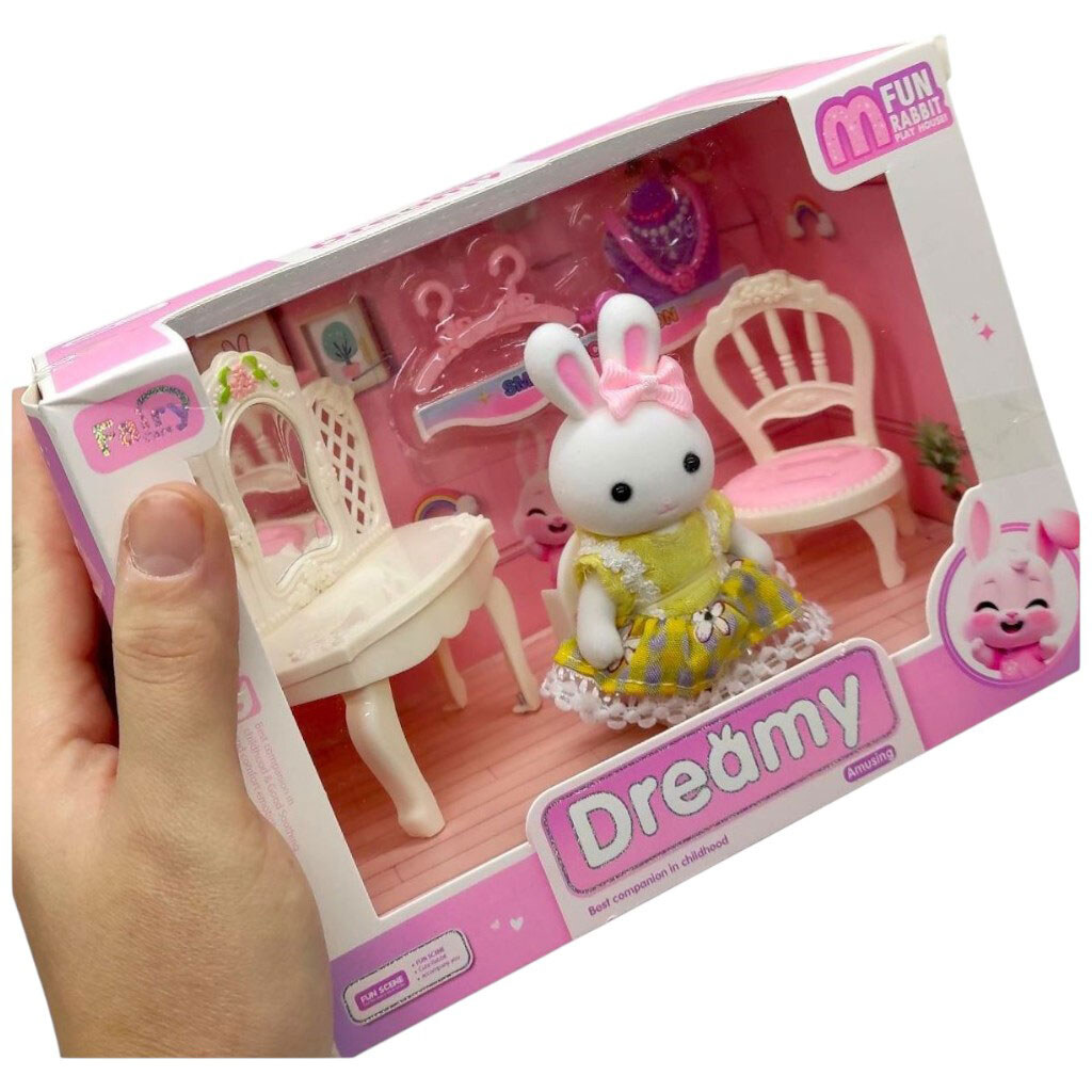 Набор мебели с животным, флоксовая фигурка, аксессуары, Mic - № 2 Набор мебели с животным, флоксовая фигурка, аксессуары, Mic - № 2