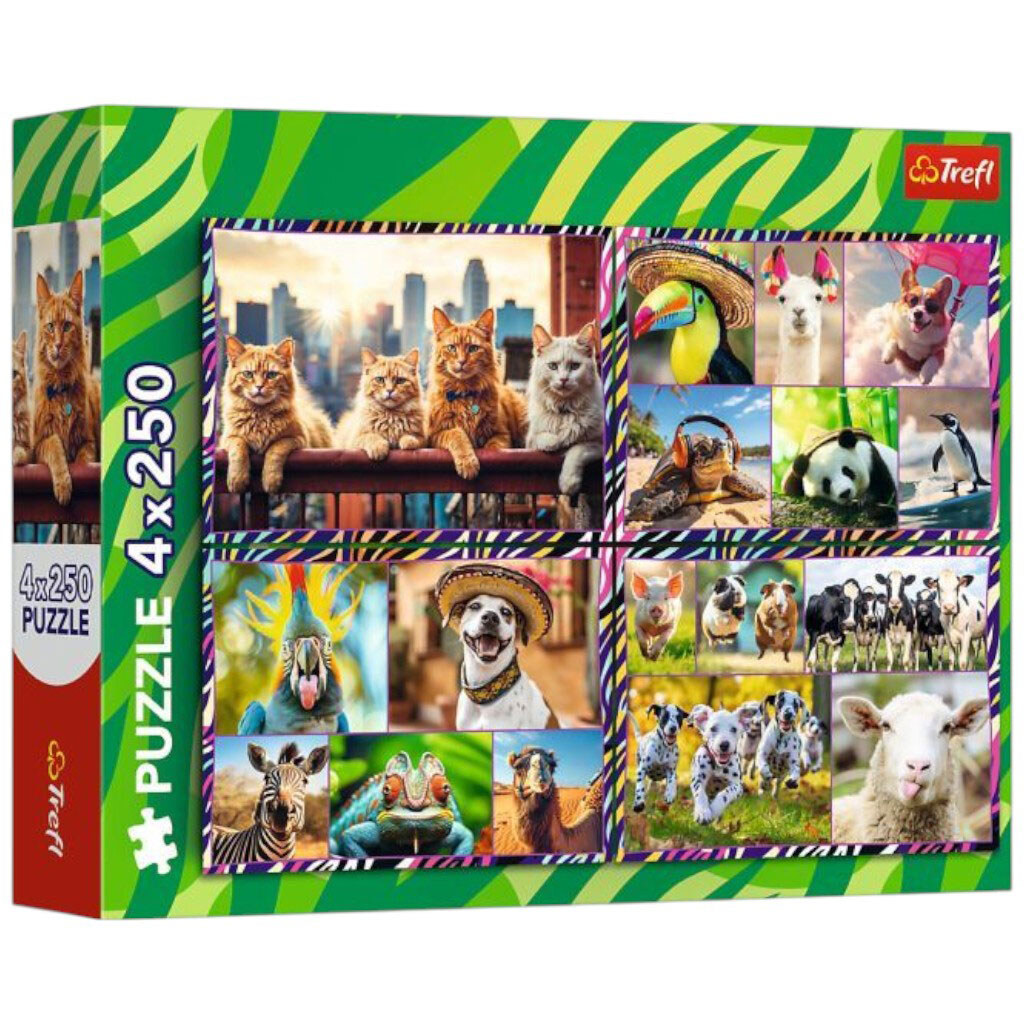 Пазли 4в1 "Веселі тварини", Trefl - № 1 Пазли 4в1 "Веселі тварини", Trefl - № 1