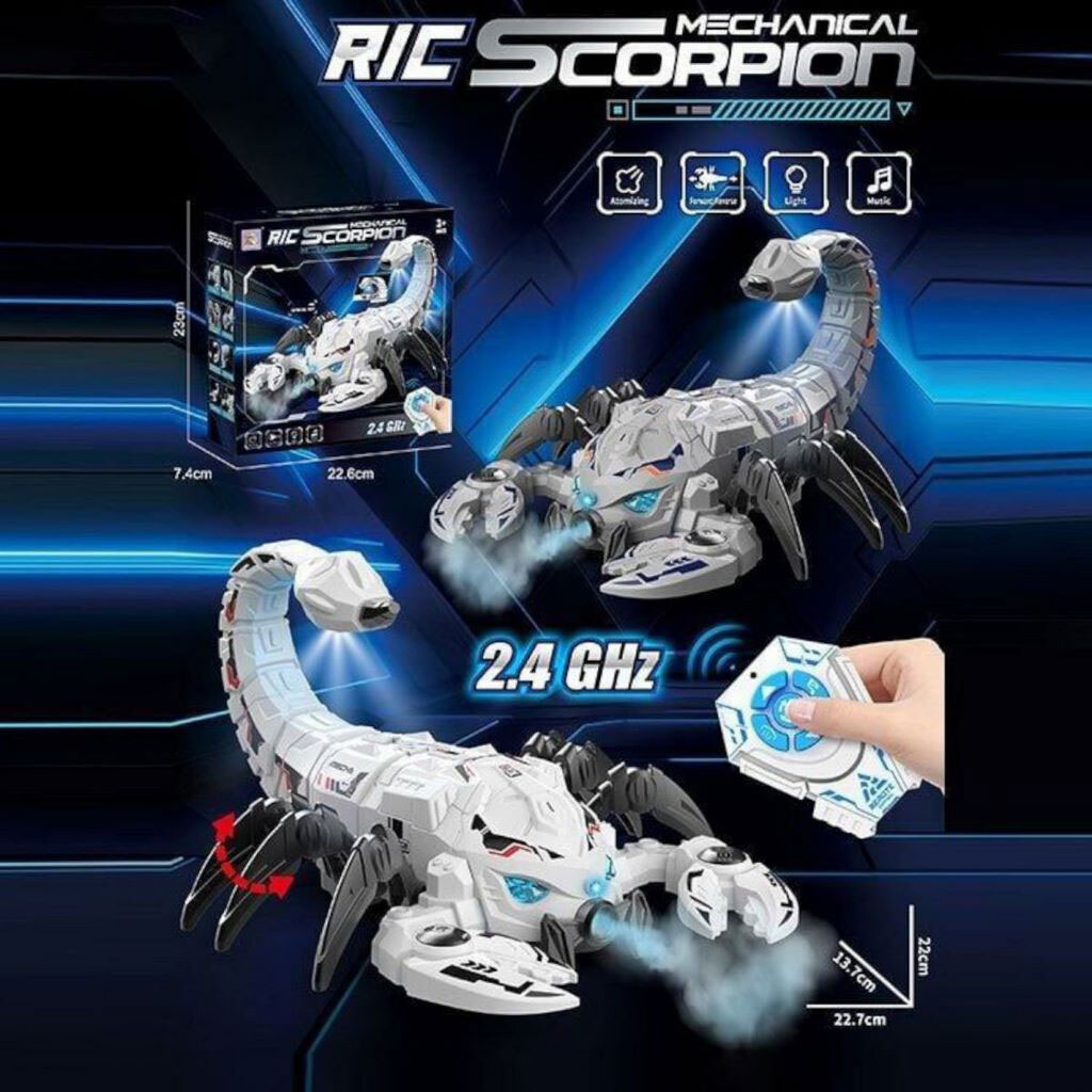 Скорпион на радиоуправлении 2 вида, подсветка, от батареек, звуки, парогенерация, проектор, ходит, мелодии, пульт 2.4 GHz, в коробке, Hiang Huang Toys - № 2 Скорпион на радиоуправлении 2 вида, подсветка, от батареек, звуки, парогенерация, проектор, ходит, мелодии, пульт 2.4 GHz, в коробке, Hiang Huang Toys - № 2