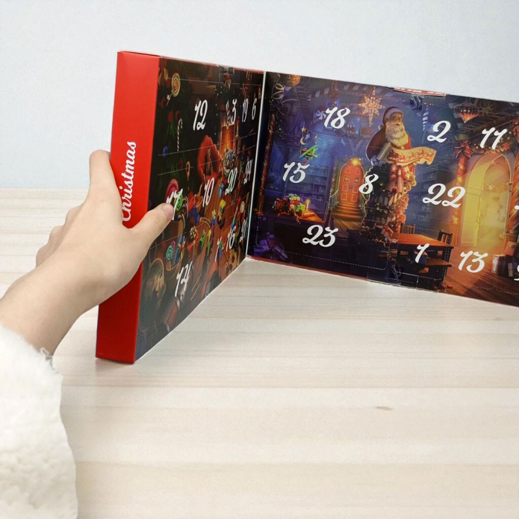 Адвент-календар: 24 віконця, гумові фігурки, текстильні гномики, ялинки, що стоять, в коробці, Mic - № 2 Адвент-календар: 24 віконця, гумові фігурки, текстильні гномики, ялинки, що стоять, в коробці, Mic - № 2