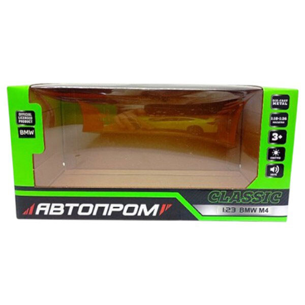 Игрушка машина металлическая 1:24 "BMW M4", батар., свет, звук, откр. двери, Автопром - № 2 Игрушка машина металлическая 1:24 "BMW M4", батар., свет, звук, откр. двери, Автопром - № 2