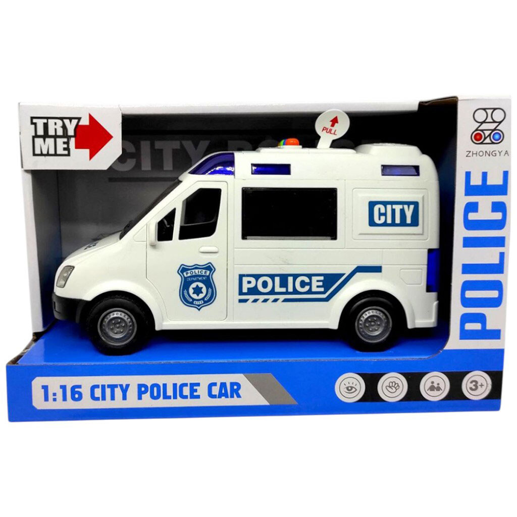 Машина "Полиция", свет, звук, дверь открывается, короб, 26x11, 5x16, 5см, Zhongya - № 1 Машина "Полиция", свет, звук, дверь открывается, короб, 26x11, 5x16, 5см, Zhongya - № 1