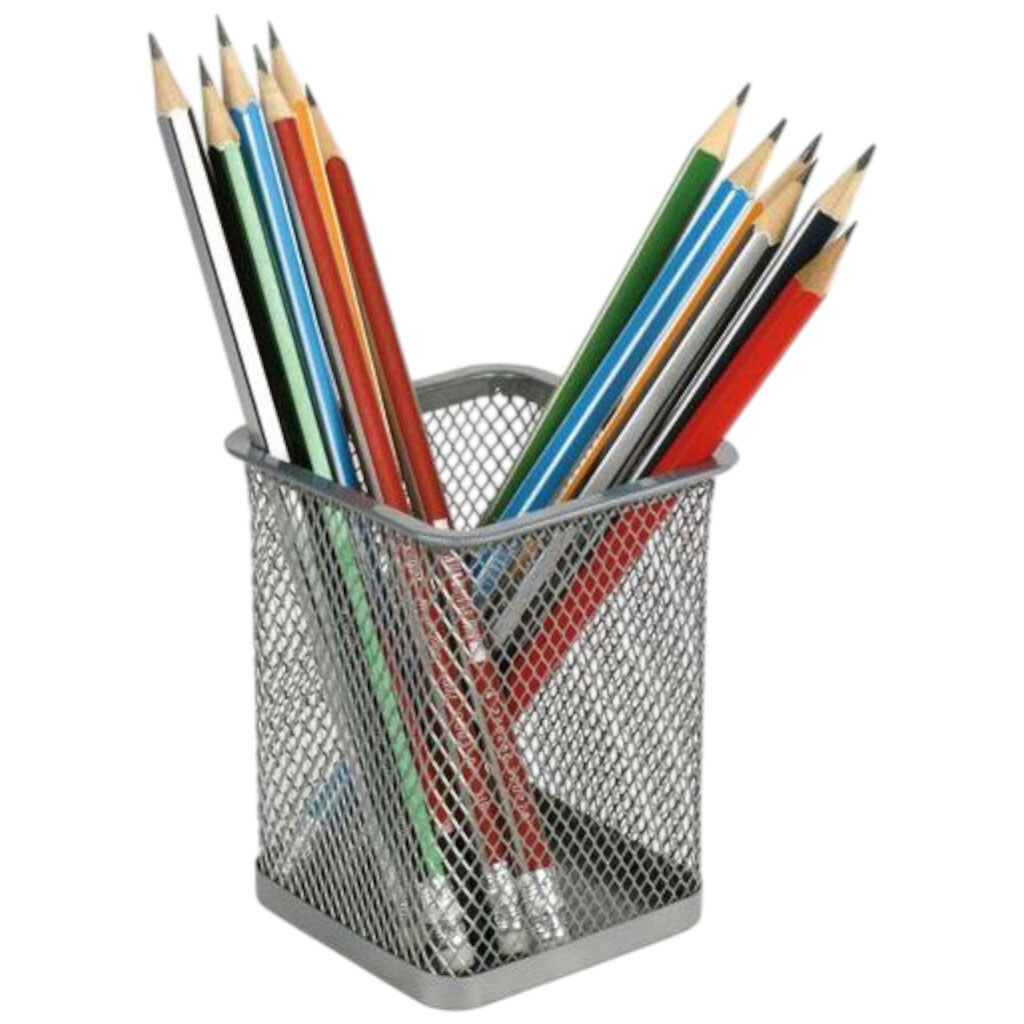 Підставка для ручок квадр 80х80х100 мм, мет, срібло, Axent - № 2 Підставка для ручок квадр 80х80х100 мм, мет, срібло, Axent - № 2