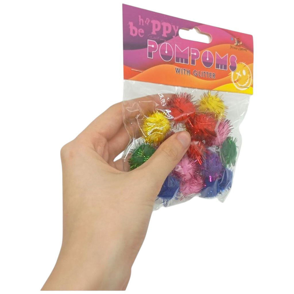 Помпоны блестящие, 20мм, 6 цветов, 18шт., Art Studio Of Happiness - № 2 Помпоны блестящие, 20мм, 6 цветов, 18шт., Art Studio Of Happiness - № 2