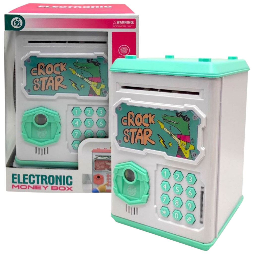 Сейф-скарбничка, пароль, імітація сканування відбитка, звук, підсвічування, озвучування англійською мовою, автоматичний приймач грошей, у коробці, Mic - № 1 Сейф-скарбничка, пароль, імітація сканування відбитка, звук, підсвічування, озвучування англійською мовою, автоматичний приймач грошей, у коробці, Mic - № 1