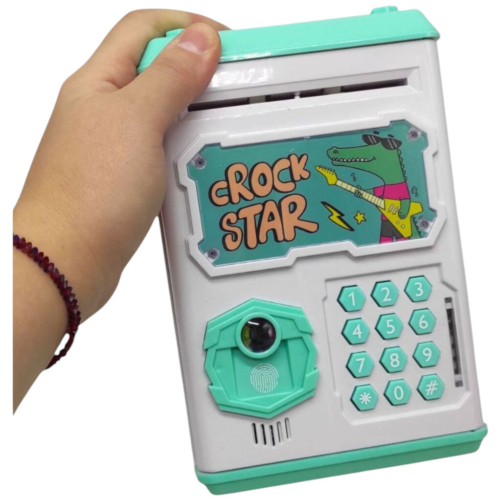 Сейф-скарбничка, пароль, імітація сканування відбитка, звук, підсвічування, озвучування англійською мовою, автоматичний приймач грошей, у коробці, Mic - № 2 Сейф-скарбничка, пароль, імітація сканування відбитка, звук, підсвічування, озвучування англійською мовою, автоматичний приймач грошей, у коробці, Mic - № 2