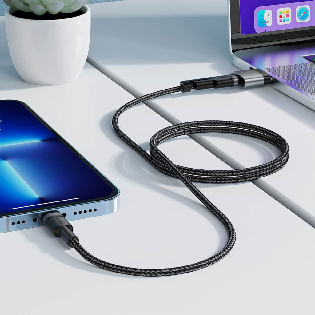 USB кабель AceFast C22-05, Type-C, MagSafe 3, 1.2 м., Чорний - № 6 USB кабель AceFast C22-05, Type-C, MagSafe 3, 1.2 м., Чорний - № 6