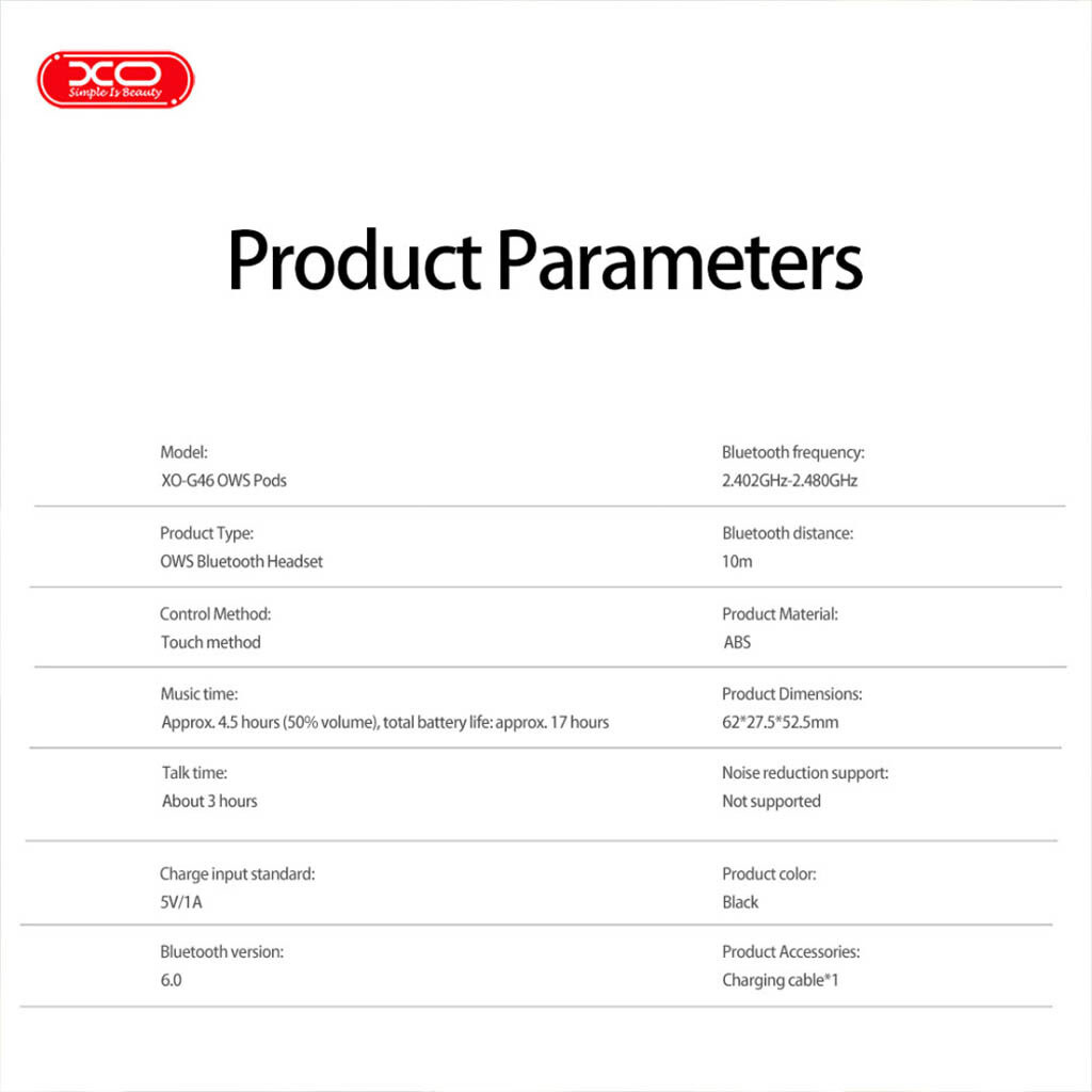 Bluetooth-гарнитура XO G46, Стерео, Черный - № 8 Bluetooth-гарнитура XO G46, Стерео, Черный - № 8