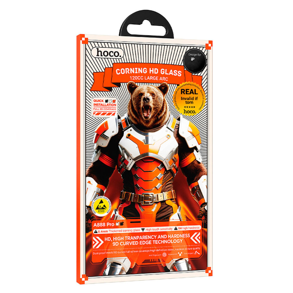 Захисне скло Apple iPhone 16 Pro, Hoco A888 Pro Bear, Чорний - № 1 Захисне скло Apple iPhone 16 Pro, Hoco A888 Pro Bear, Чорний - № 1