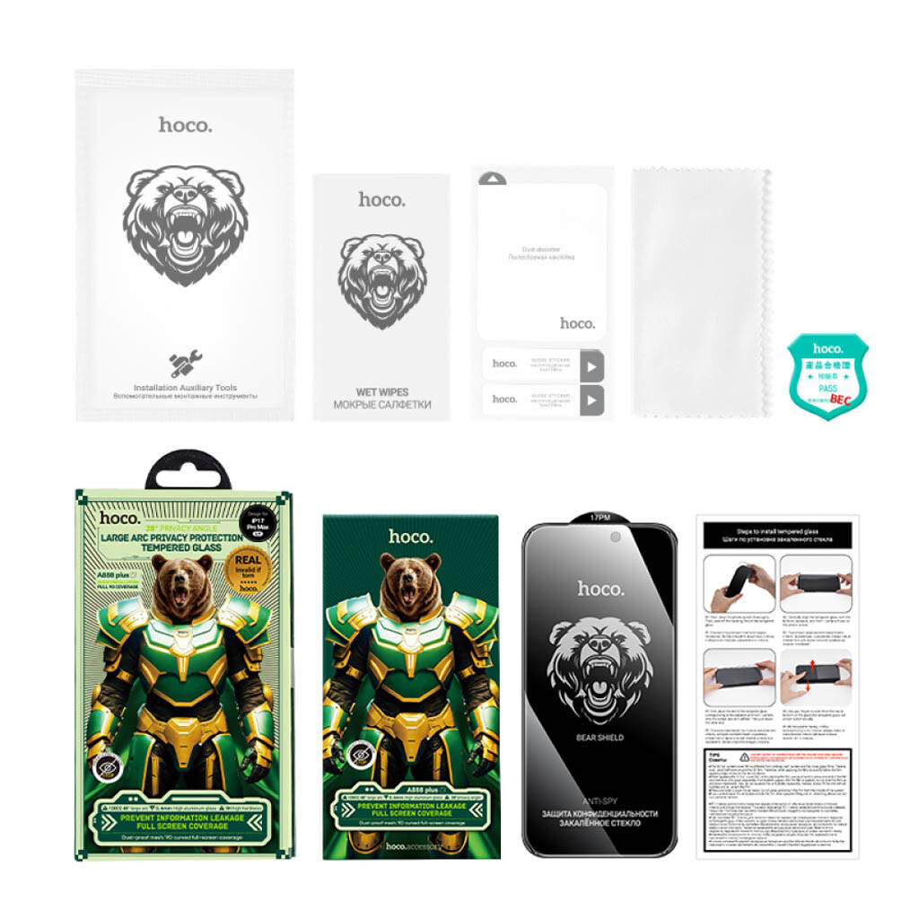 Защитное стекло Apple iPhone 11 Pro / iPhone X / iPhone XS, Hoco A888 Plus Bear, Черный - № 5 Защитное стекло Apple iPhone 11 Pro / iPhone X / iPhone XS, Hoco A888 Plus Bear, Черный - № 5