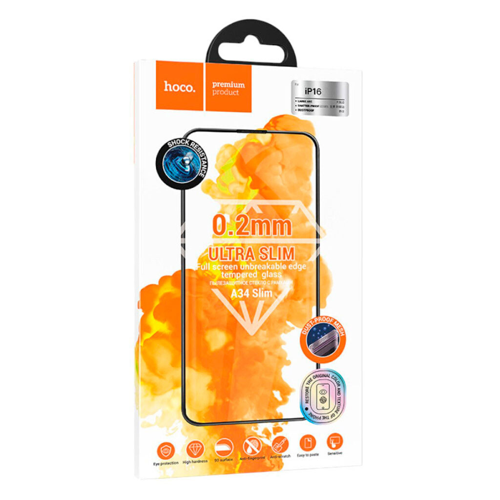 Защитное стекло Apple iPhone 17 Pro, Hoco, Черный - № 1 Защитное стекло Apple iPhone 17 Pro, Hoco, Черный - № 1