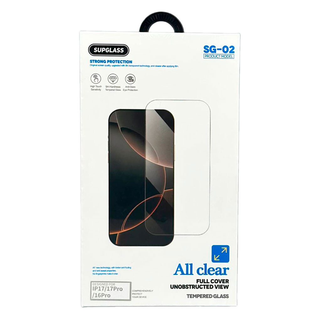 Защитное стекло Apple iPhone 17 Pro, SupGlass SG-02, Прозрачный - № 1 Защитное стекло Apple iPhone 17 Pro, SupGlass SG-02, Прозрачный - № 1