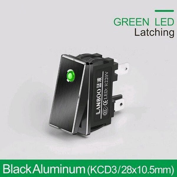 Микропереключатель рокерный LB2810.5-5-24V-2NO-Green-Black - № 1 Микропереключатель рокерный LB2810.5-5-24V-2NO-Green-Black - № 1