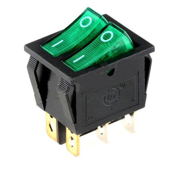 Микропереключатель рокерный KCD3 2 Position 6 Pin Green - № 1 Микропереключатель рокерный KCD3 2 Position 6 Pin Green - № 1