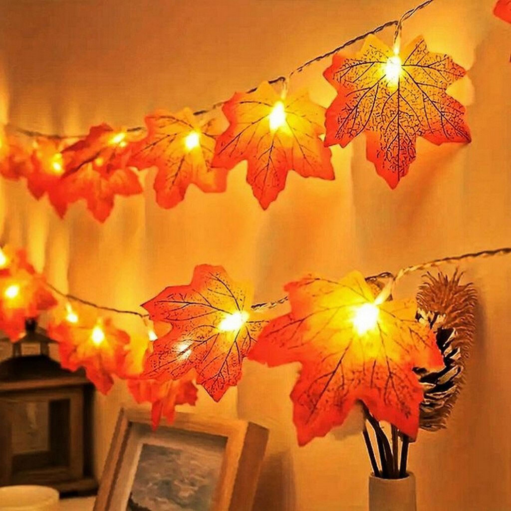 Гирлянда декоративная на батарейках Осенние листья 10 ламп 2 м - № 4 Гирлянда декоративная на батарейках Осенние листья 10 ламп 2 м - № 4