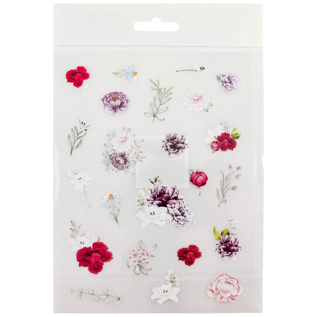 Наклейки прозрачные серия Цветы средние в ассортименте - № 1 Наклейки прозрачные серия Цветы средние в ассортименте - № 1