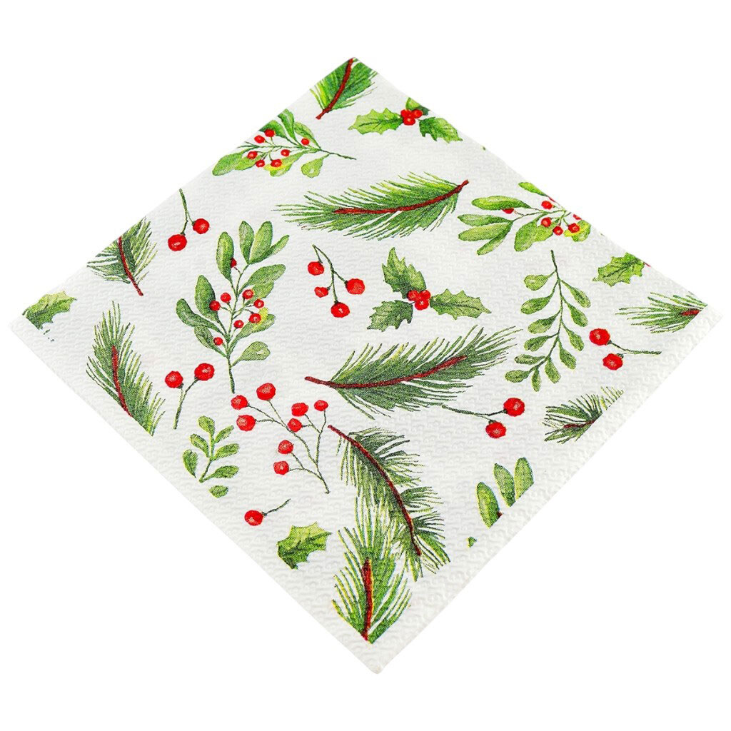 Салфетки бумажные Silken Рождественские шишки 2 шарики 33х33 см - № 1 Салфетки бумажные Silken Рождественские шишки 2 шарики 33х33 см - № 1