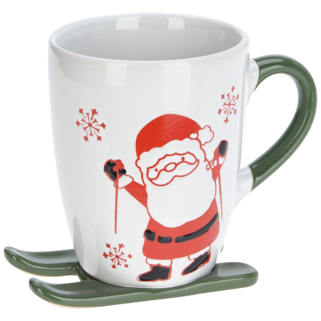 Чашка керамическая SIAKI с рождественским дизайном на лыжах 330 мл - № 2 Чашка керамическая SIAKI с рождественским дизайном на лыжах 330 мл - № 2