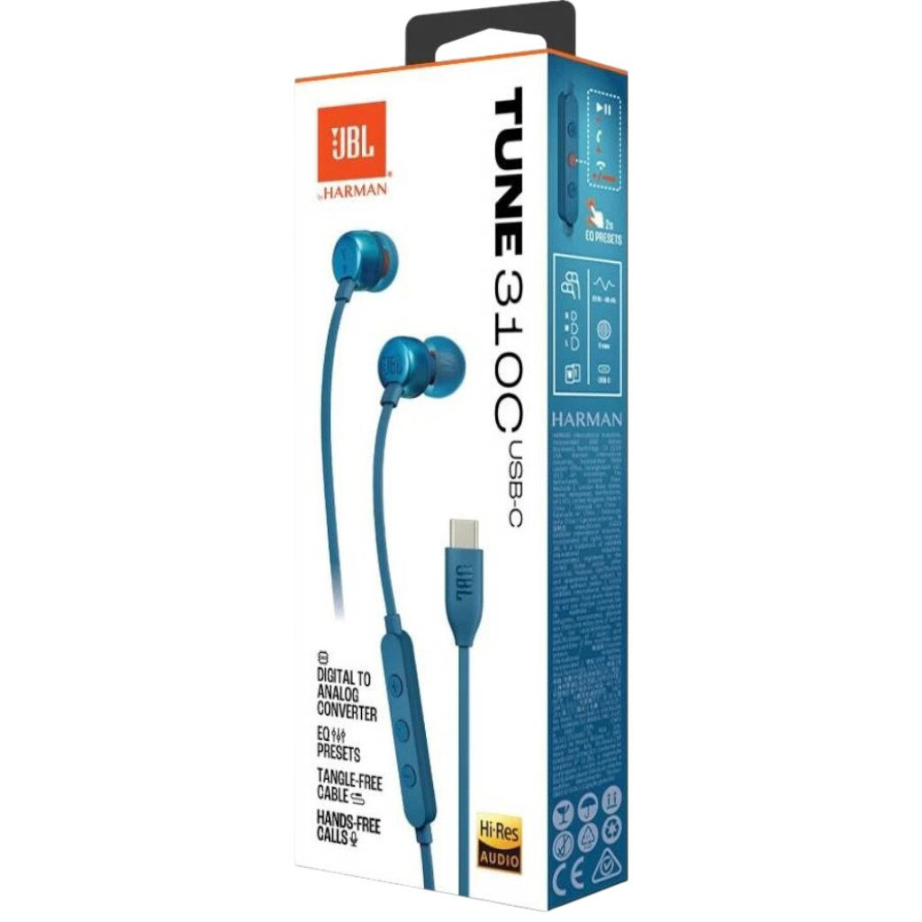 Гарнитура JBL Tune 310C, С микрофоном, Синий - № 3 Гарнитура JBL Tune 310C, С микрофоном, Синий - № 3