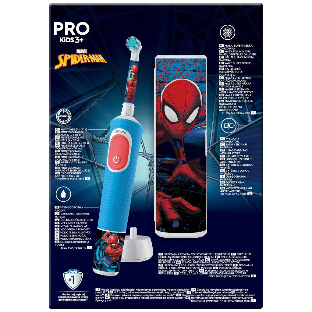 Зубная электрощетка Braun Oral-B Pro Kids D103.413.2KX Spider-Man, Черный - № 3 Зубная электрощетка Braun Oral-B Pro Kids D103.413.2KX Spider-Man, Черный - № 3