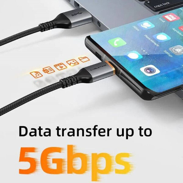 Кабель Cabletime CA40H, Type-C, 2.0 м., Чорний - № 4 Кабель Cabletime CA40H, Type-C, 2.0 м., Чорний - № 4