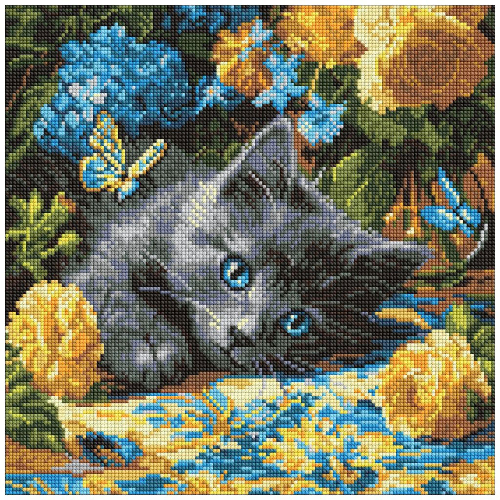 Алмазная мозаика "Котенок голубоглазый", 40х40 см, Ідейка - № 1 Алмазная мозаика "Котенок голубоглазый", 40х40 см, Ідейка - № 1