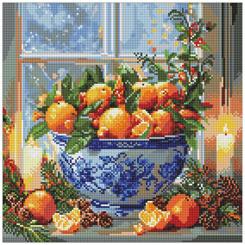 Алмазная мозаика "Цитрусы в вазе", 40х40 см, Ідейка - № 1 Алмазная мозаика "Цитрусы в вазе", 40х40 см, Ідейка - № 1