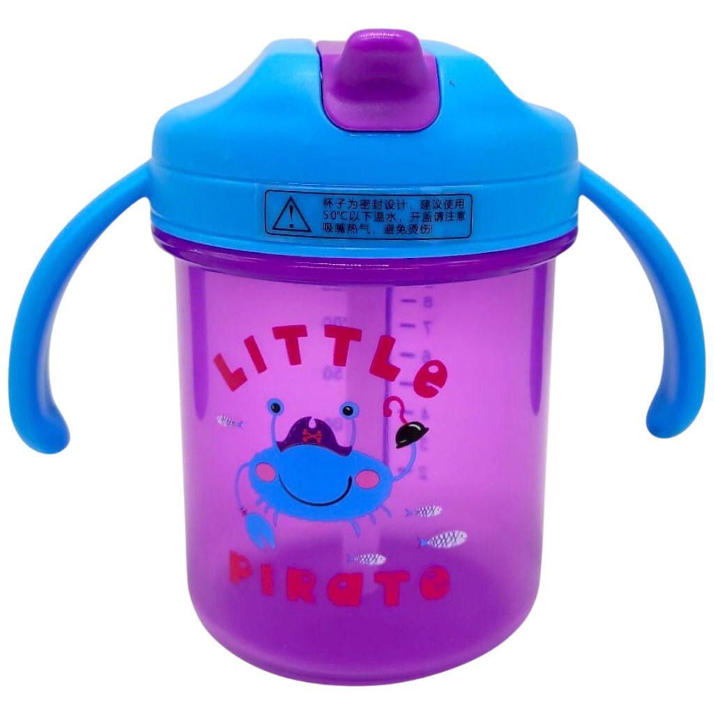 Дитячий поїльник з трубочкою, сині ручки, 280 мл, Mega Zayka - № 1 Дитячий поїльник з трубочкою, сині ручки, 280 мл, Mega Zayka - № 1