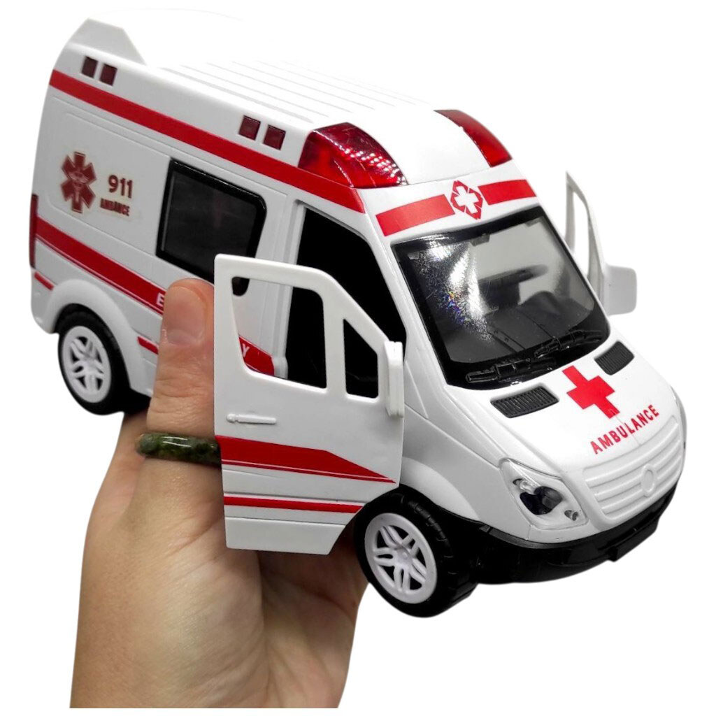 Машина на батарейках "Швидка допомога", світло, звук, у коробці 20,4x11,3x9 см, Mic - № 2 Машина на батарейках "Швидка допомога", світло, звук, у коробці 20,4x11,3x9 см, Mic - № 2