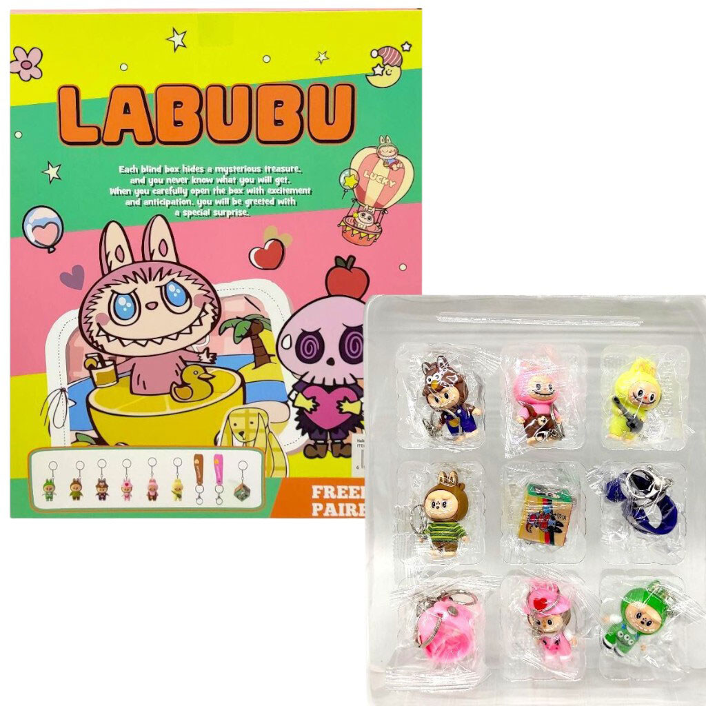 Набір персонажів-брелоків, міні-адвент календар, "Лабубу", 9 героїв у наборі, коробка 23x4, 6x28 см, Mic - № 1 Набір персонажів-брелоків, міні-адвент календар, "Лабубу", 9 героїв у наборі, коробка 23x4, 6x28 см, Mic - № 1
