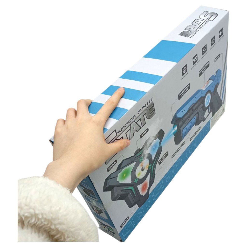 Набор пистолетов с мишенью: 2 бластера, 2 мишени, подсветка, вибрация, звук, парогенерация, ремни, в коробке, Mic - № 2 Набор пистолетов с мишенью: 2 бластера, 2 мишени, подсветка, вибрация, звук, парогенерация, ремни, в коробке, Mic - № 2