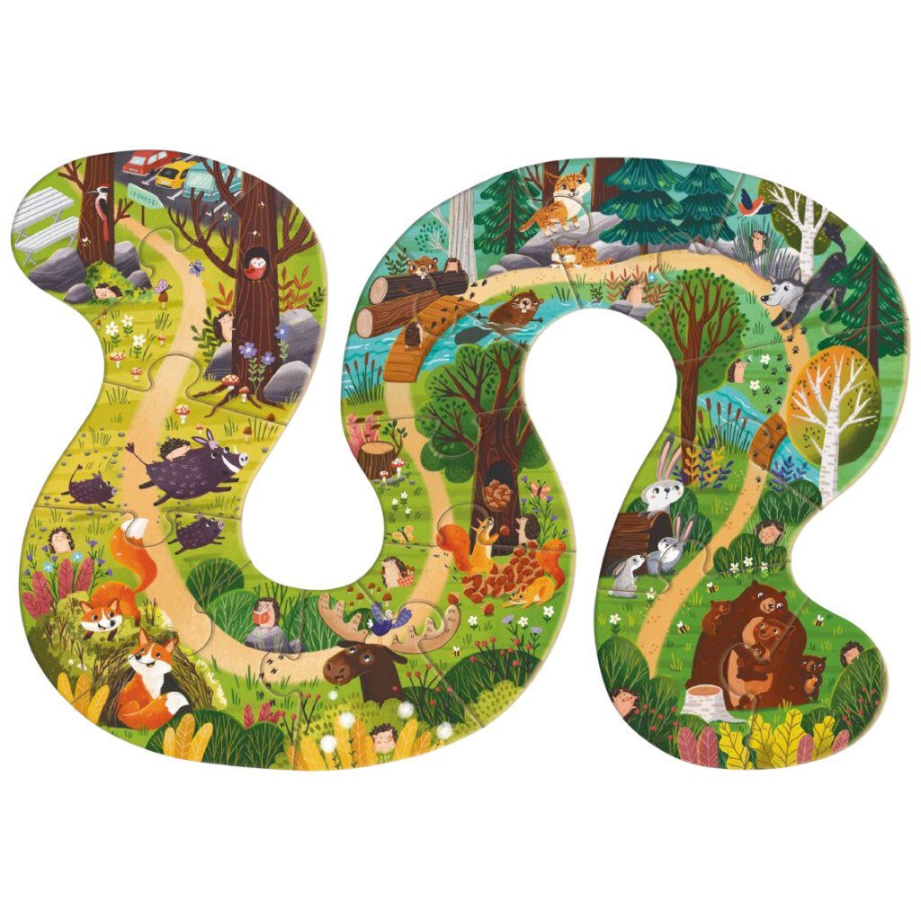 Пазл "Кто живет в лесу?", 16 картонных деталей + 6 деревянных фигурок, Dodo - № 4 Пазл "Кто живет в лесу?", 16 картонных деталей + 6 деревянных фигурок, Dodo - № 4