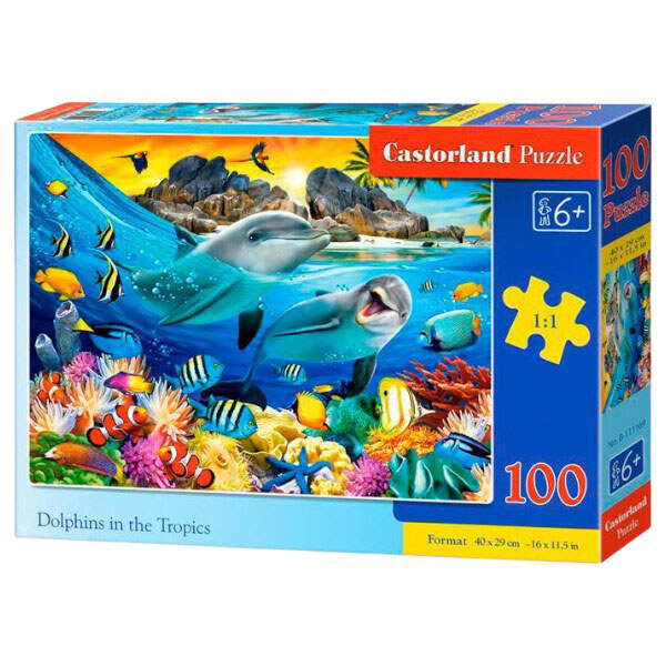 Пазлы "Дельфины в тропиках", 100 элементов, Castorland - № 1 Пазлы "Дельфины в тропиках", 100 элементов, Castorland - № 1