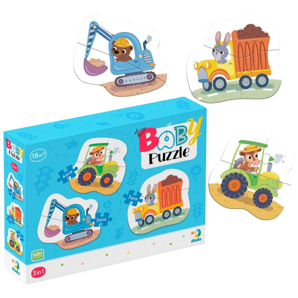 Пазлы для малышей 3 в 1 "Транспорт", Dodo - № 1 Пазлы для малышей 3 в 1 "Транспорт", Dodo - № 1