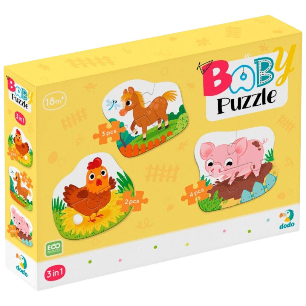 Пазли для малюків 3в1 "День на фермі", Dodo - № 1 Пазли для малюків 3в1 "День на фермі", Dodo - № 1