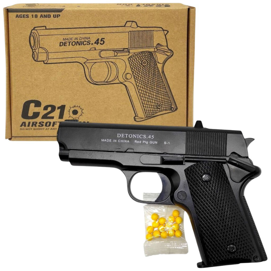 Пистолет с металлическими деталями, коробка 20x15x4,5 см, Mic - № 1 Пистолет с металлическими деталями, коробка 20x15x4,5 см, Mic - № 1