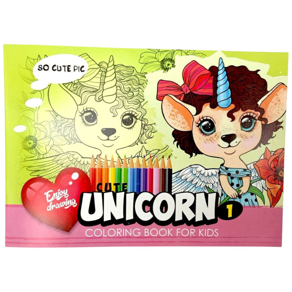 Раскраска "CUTE UNICORN 1", 210х297 мм, Art Studio Of Happiness - № 1 Раскраска "CUTE UNICORN 1", 210х297 мм, Art Studio Of Happiness - № 1