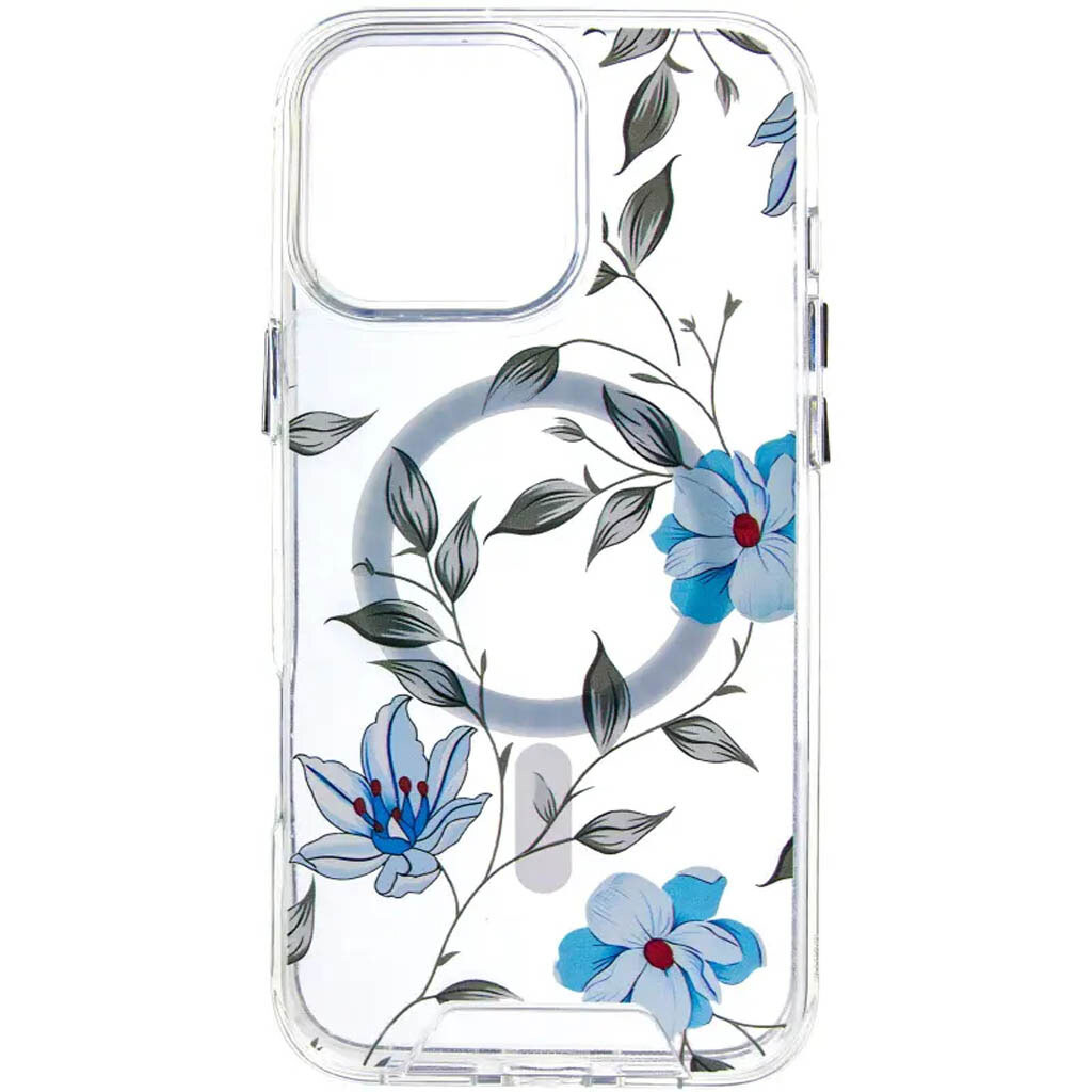 Чохол (накладка) Apple iPhone 17, Epik Clear Garden, Blue Blossom, MagSafe, Малюнок - № 2 Чохол (накладка) Apple iPhone 17, Epik Clear Garden, Blue Blossom, MagSafe, Малюнок - № 2