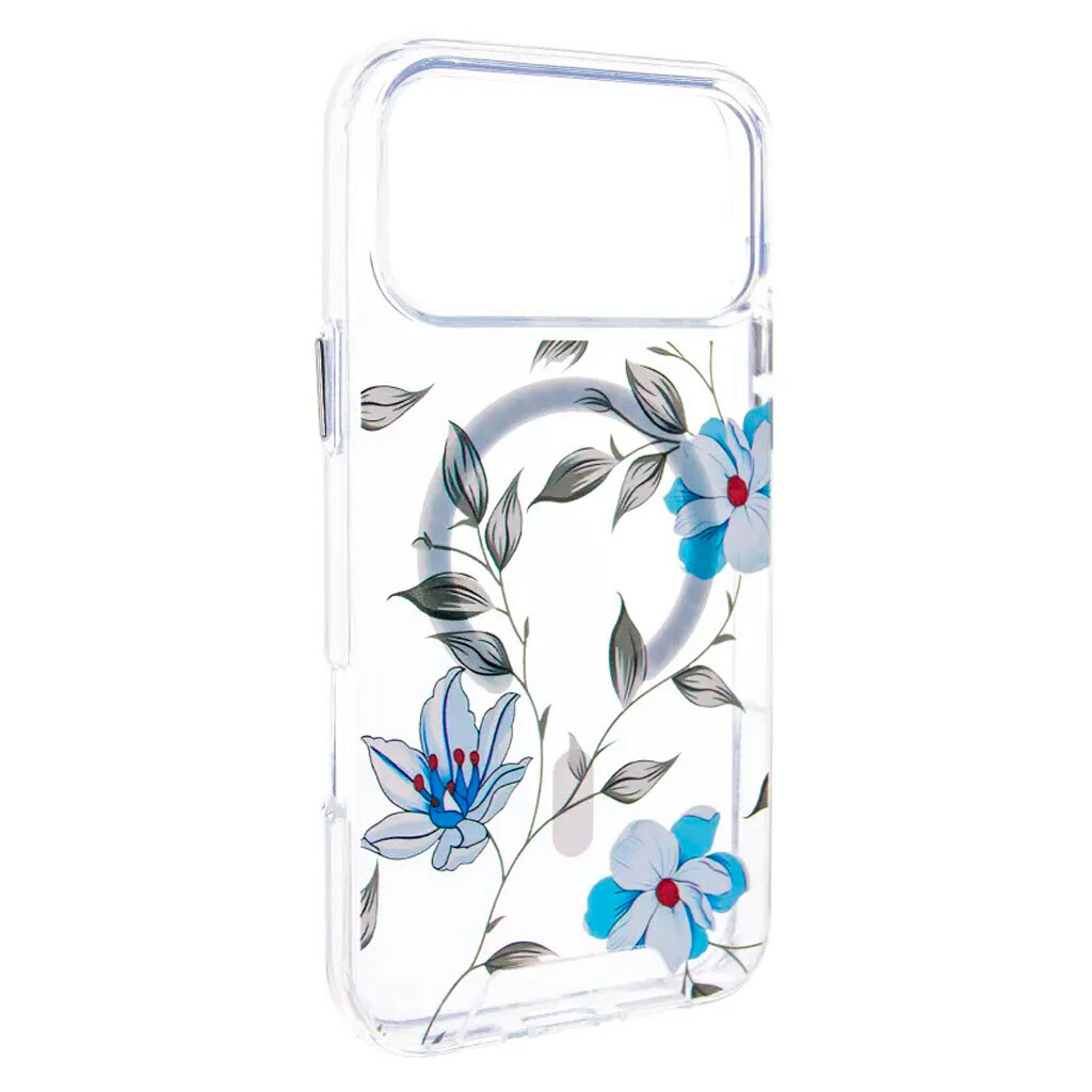 Чохол (накладка) Apple iPhone 17 Pro, Epik Clear Garden, Blue Blossom, MagSafe, Малюнок - № 1 Чохол (накладка) Apple iPhone 17 Pro, Epik Clear Garden, Blue Blossom, MagSafe, Малюнок - № 1