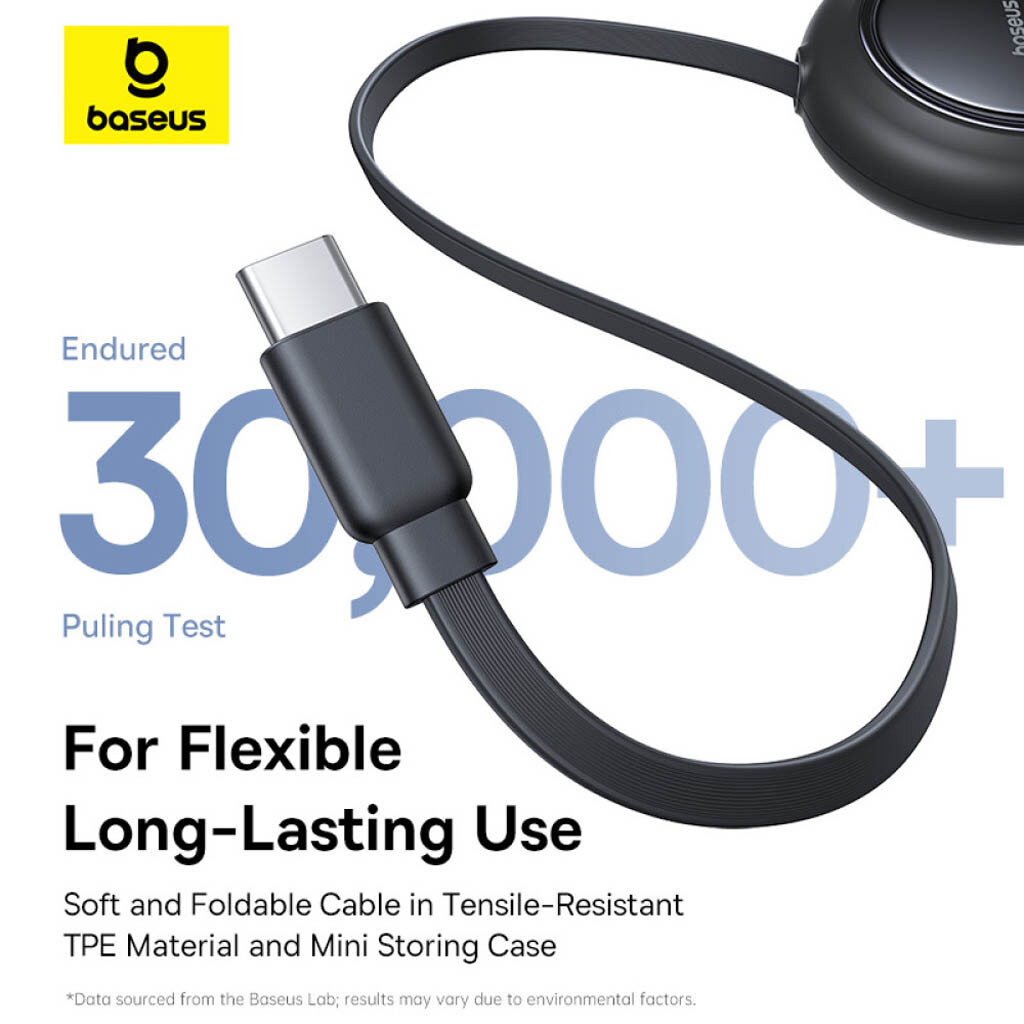 USB кабель Baseus E0415504 Free2Pull Mini Retractable, Type-C, 1.2 м., Черный - № 8 USB кабель Baseus E0415504 Free2Pull Mini Retractable, Type-C, 1.2 м., Черный - № 8