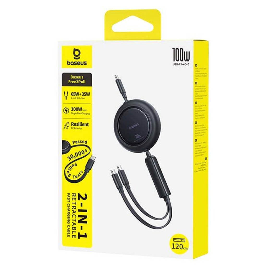 USB кабель Baseus E0415504 Free2Pull Mini Retractable, Type-C, 1.2 м., Черный - № 9 USB кабель Baseus E0415504 Free2Pull Mini Retractable, Type-C, 1.2 м., Черный - № 9