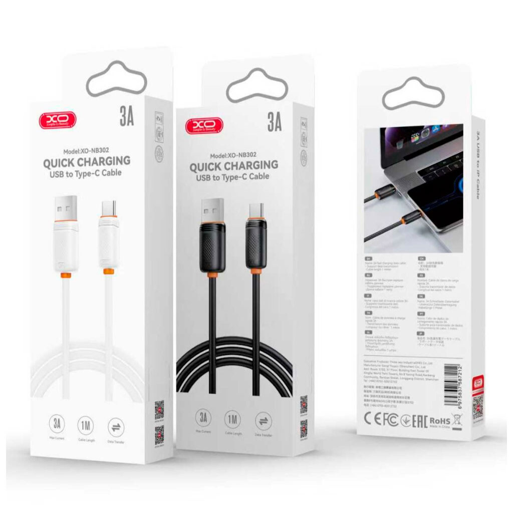 USB кабель XO NB302 Shishishun, Type-C, 1.0 м., Черный - № 2 USB кабель XO NB302 Shishishun, Type-C, 1.0 м., Черный - № 2