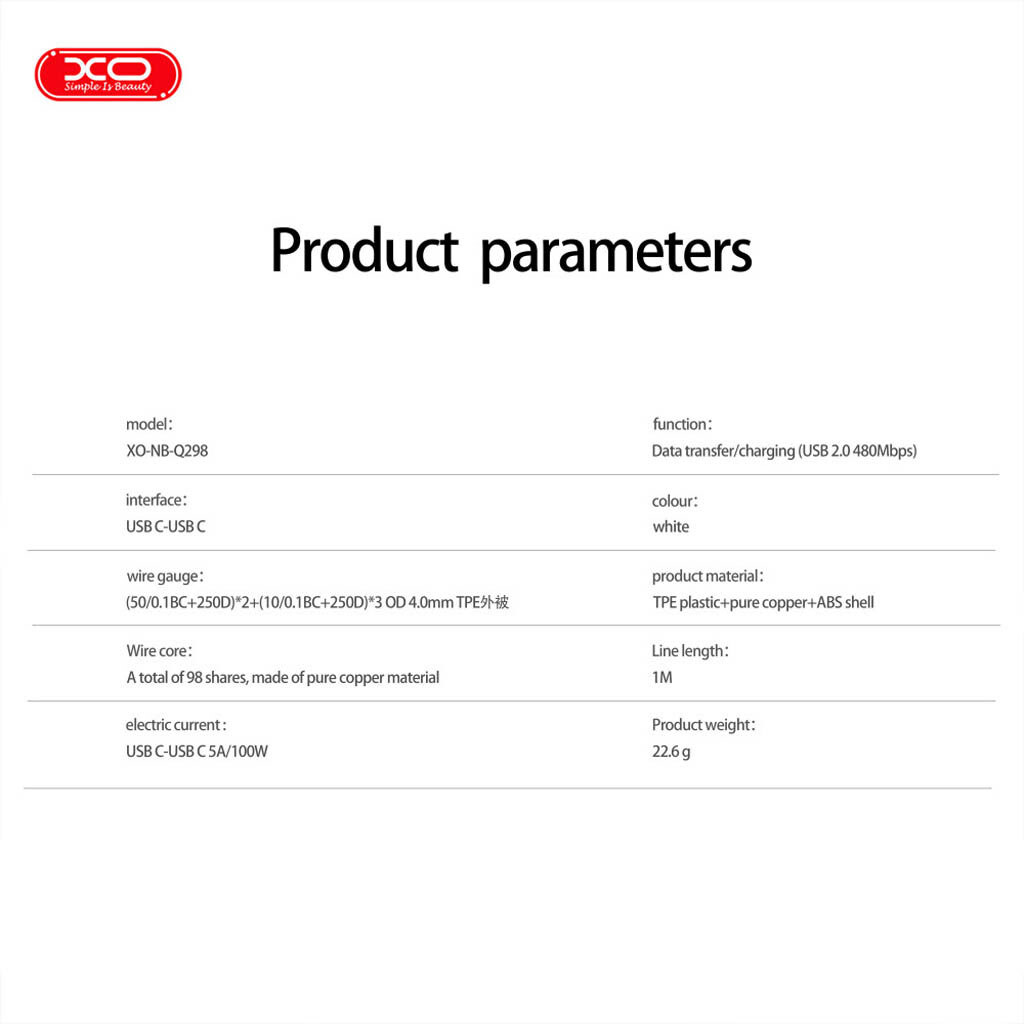 USB кабель XO NB-Q298, Type-C, 1.0 м., Белый - № 6 USB кабель XO NB-Q298, Type-C, 1.0 м., Белый - № 6