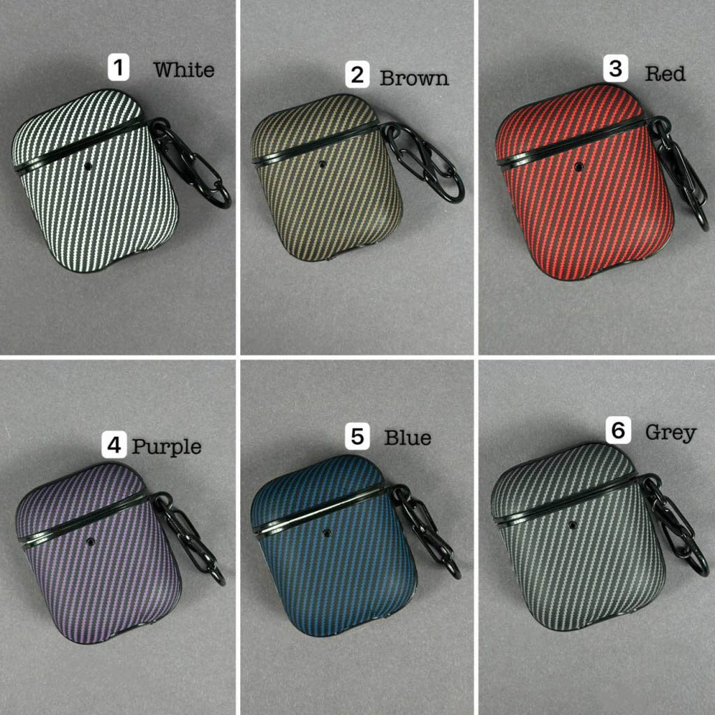 Чехол (накладка) Apple AirPods / AirPods 2, Carbon, Красный - № 6 Чехол (накладка) Apple AirPods / AirPods 2, Carbon, Красный - № 6