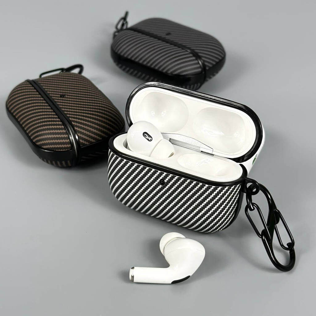 Чохол (накладка) Apple AirPods Pro 2, Carbon, Сірий - № 2 Чохол (накладка) Apple AirPods Pro 2, Carbon, Сірий - № 2