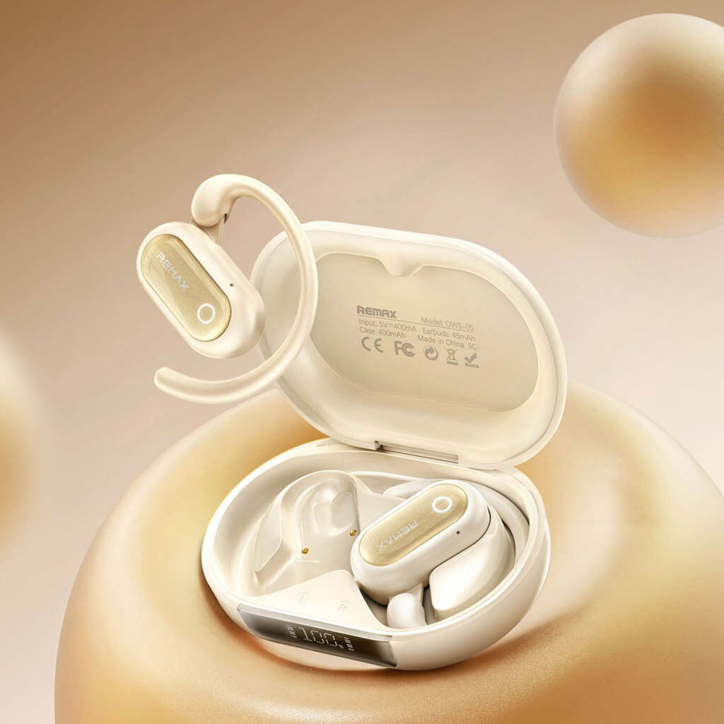 Bluetooth-гарнитура Remax OWS-05, Стерео, Бежевый - № 2 Bluetooth-гарнитура Remax OWS-05, Стерео, Бежевый - № 2