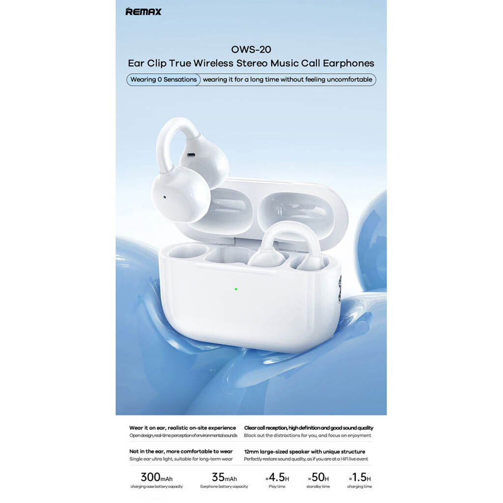Bluetooth-гарнитура Remax OWS-20, Стерео, Белый - № 2 Bluetooth-гарнитура Remax OWS-20, Стерео, Белый - № 2