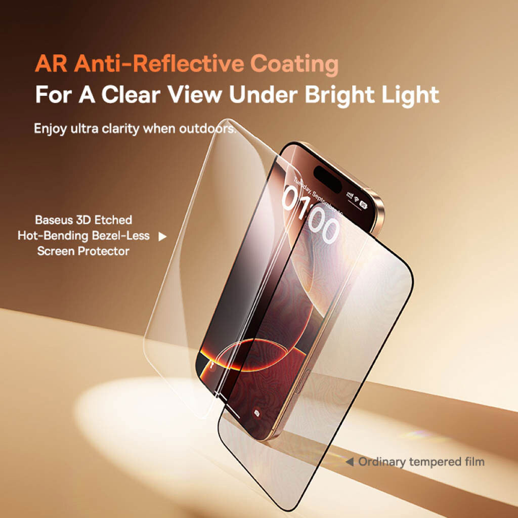Защитное стекло Apple iPhone 15 Pro Max, Baseus, Прозрачный - № 8 Защитное стекло Apple iPhone 15 Pro Max, Baseus, Прозрачный - № 8