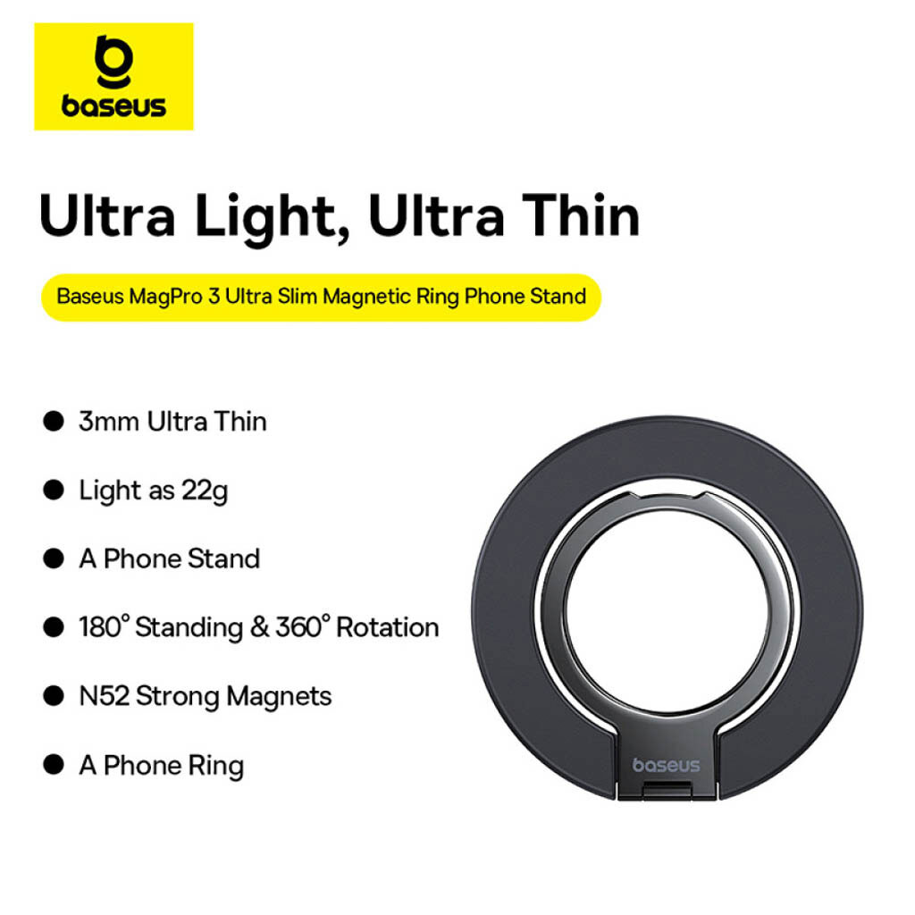 Кольцо-держатель Baseus Z0004701 MagPro 3 Ultra Slim, Черный - № 9 Кольцо-держатель Baseus Z0004701 MagPro 3 Ultra Slim, Черный - № 9