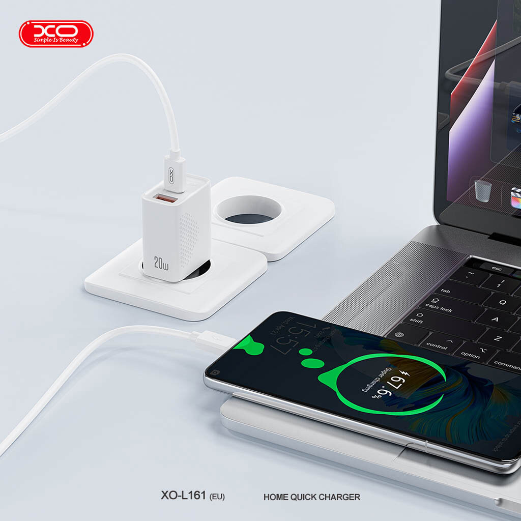 СЗУ XO L161, С кабелем, Type-C, Белый - № 4 СЗУ XO L161, С кабелем, Type-C, Белый - № 4